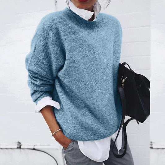 Grace - Women's Oversized Pullover Smart Casual with Mock Neck and Knit Cuffs