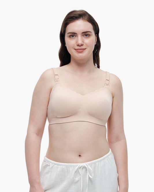 Grace - Women's cooling hands free nursing and pumping bra with scalloped edge