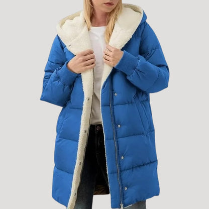 Grace - Women’s warm fleece lined puffer jacket with hood and ribbed cuffs