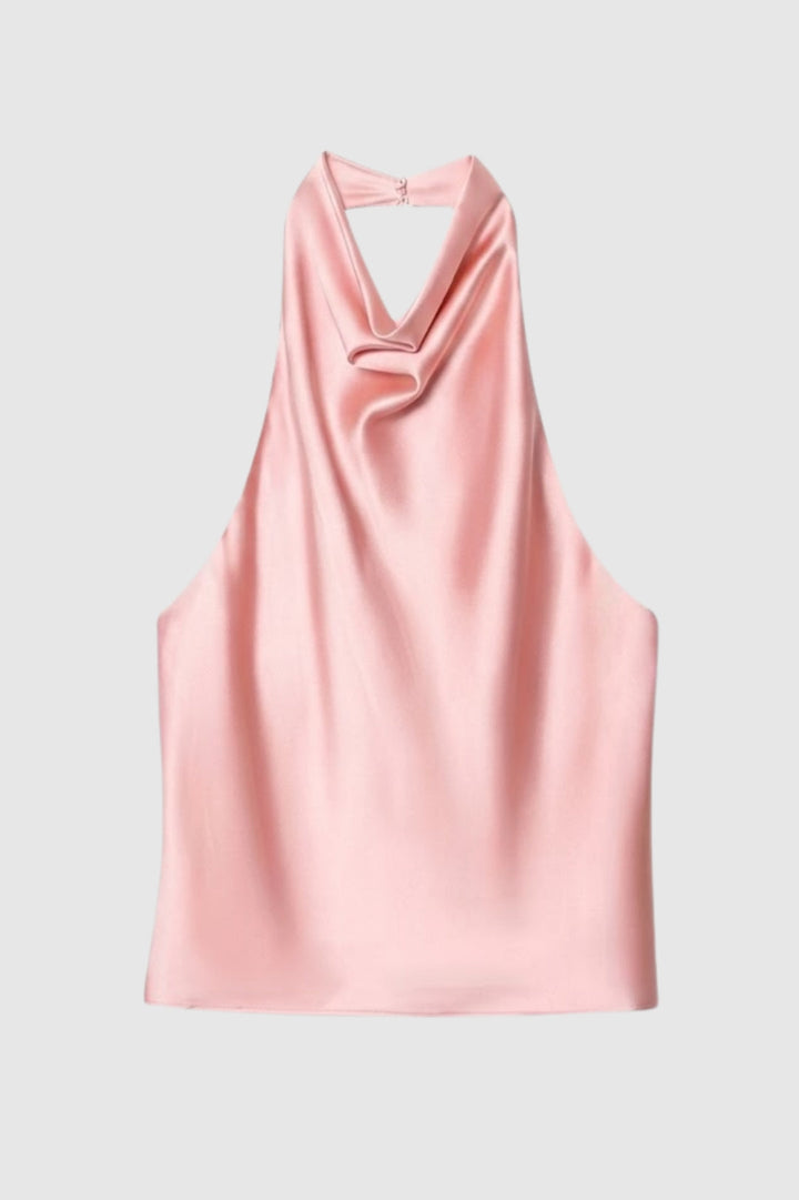 Halter Top Women - Silky Drape Open Back | Elegant Evening