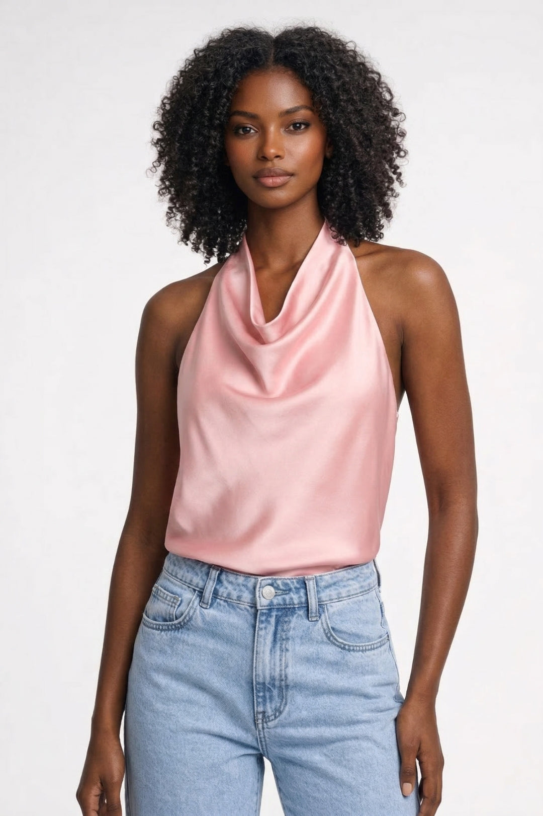 Halter Top Women - Silky Drape Open Back | Elegant Evening