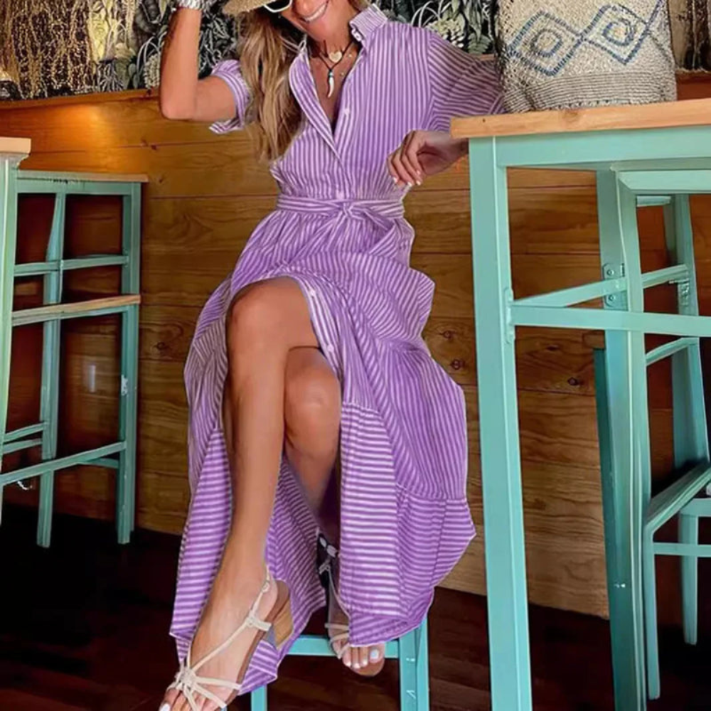Hannah - Boho Women's Maxi Dress with Tiered Skirt and Belted Waist
