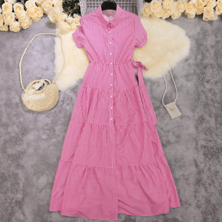 Hannah - Boho Women's Maxi Dress with Tiered Skirt and Belted Waist