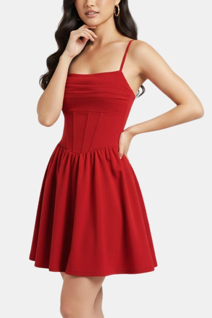Hannah - Elegant Women's Mini Dress with Corset Bodice and Full Flared Skirt
