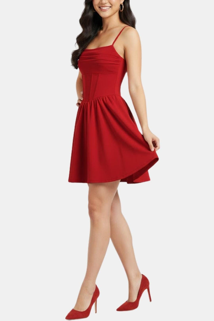 Hannah - Elegant Women's Mini Dress with Corset Bodice and Full Flared Skirt