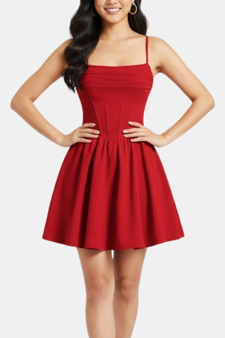 Hannah - Elegant Women's Mini Dress with Corset Bodice and Full Flared Skirt