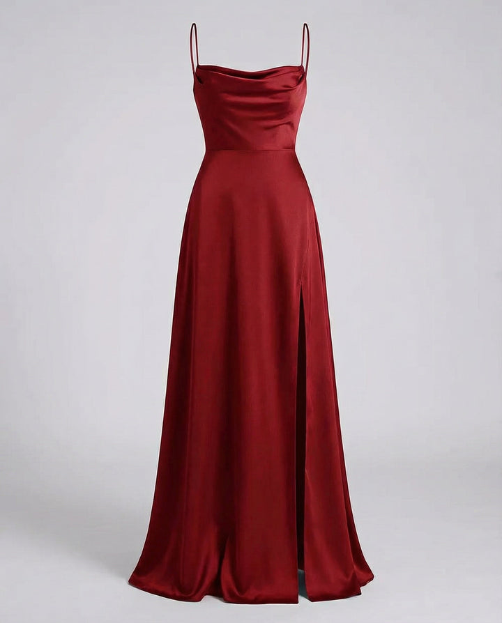 Hannah - Elegant Women's Wedding Guest Maxi Dress with Cowl Neck and High Split