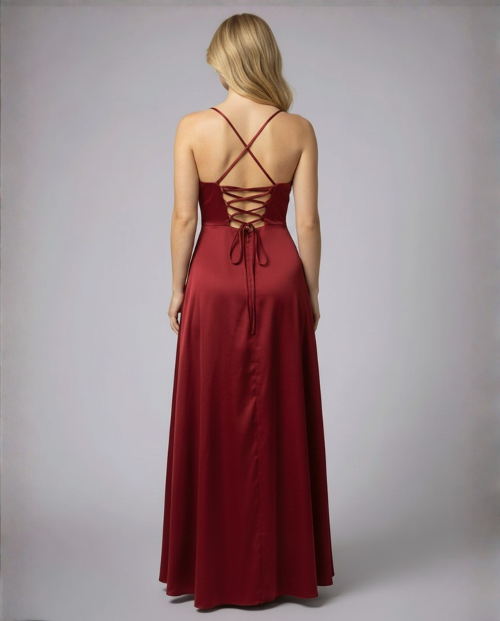 Hannah - Elegant Women's Wedding Guest Maxi Dress with Cowl Neck and High Split