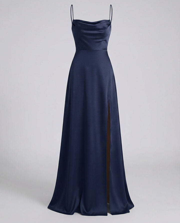 Hannah - Elegant Women's Wedding Guest Maxi Dress with Cowl Neck and High Split