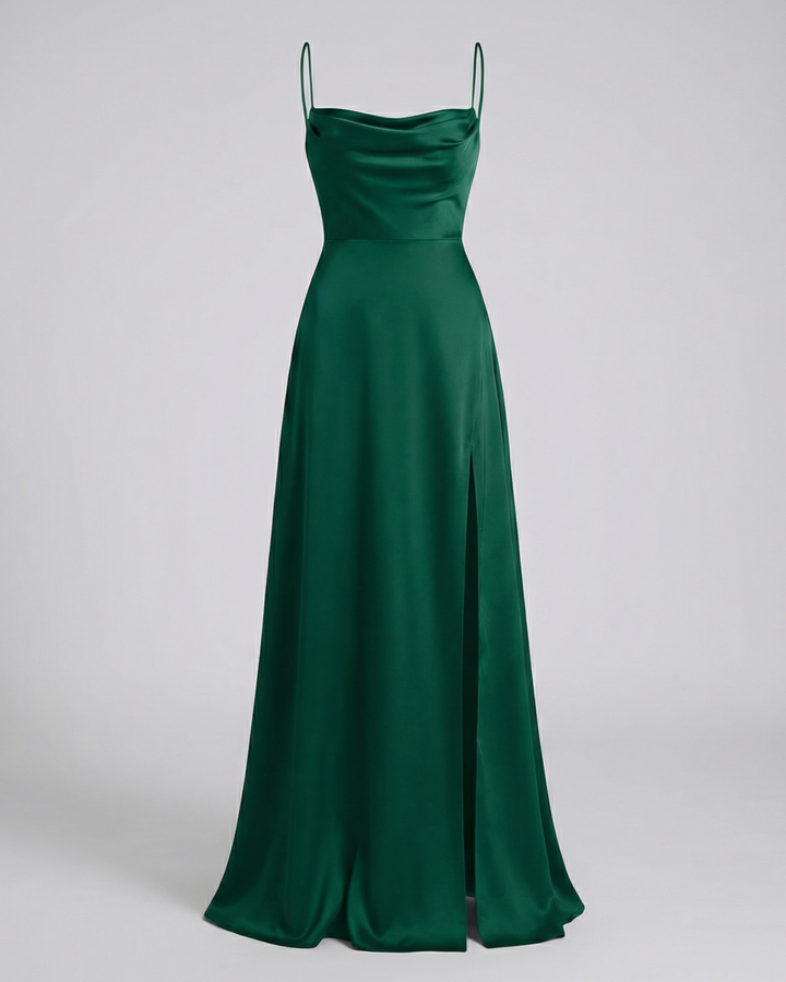 Hannah - Elegant Women's Wedding Guest Maxi Dress with Cowl Neck and High Split