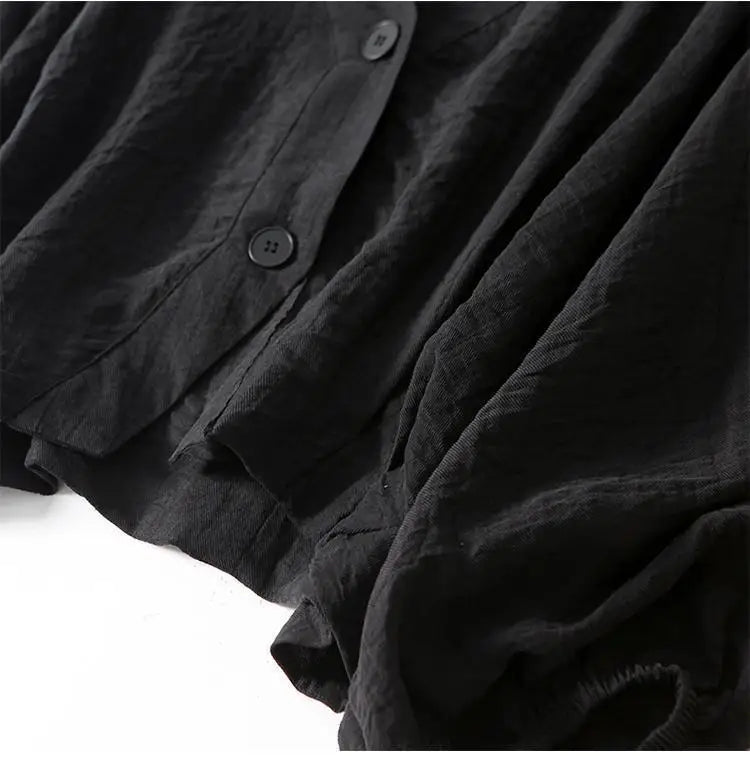 Hannah - Oversized Women's Linen Blouse with V-Neck and Billowed Sleeves