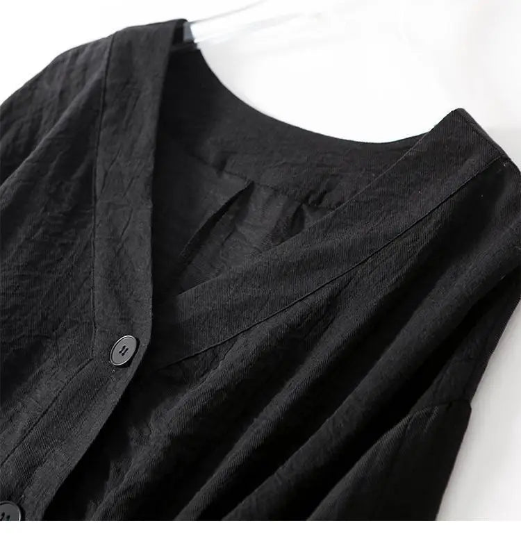 Hannah - Oversized Women's Linen Blouse with V-Neck and Billowed Sleeves