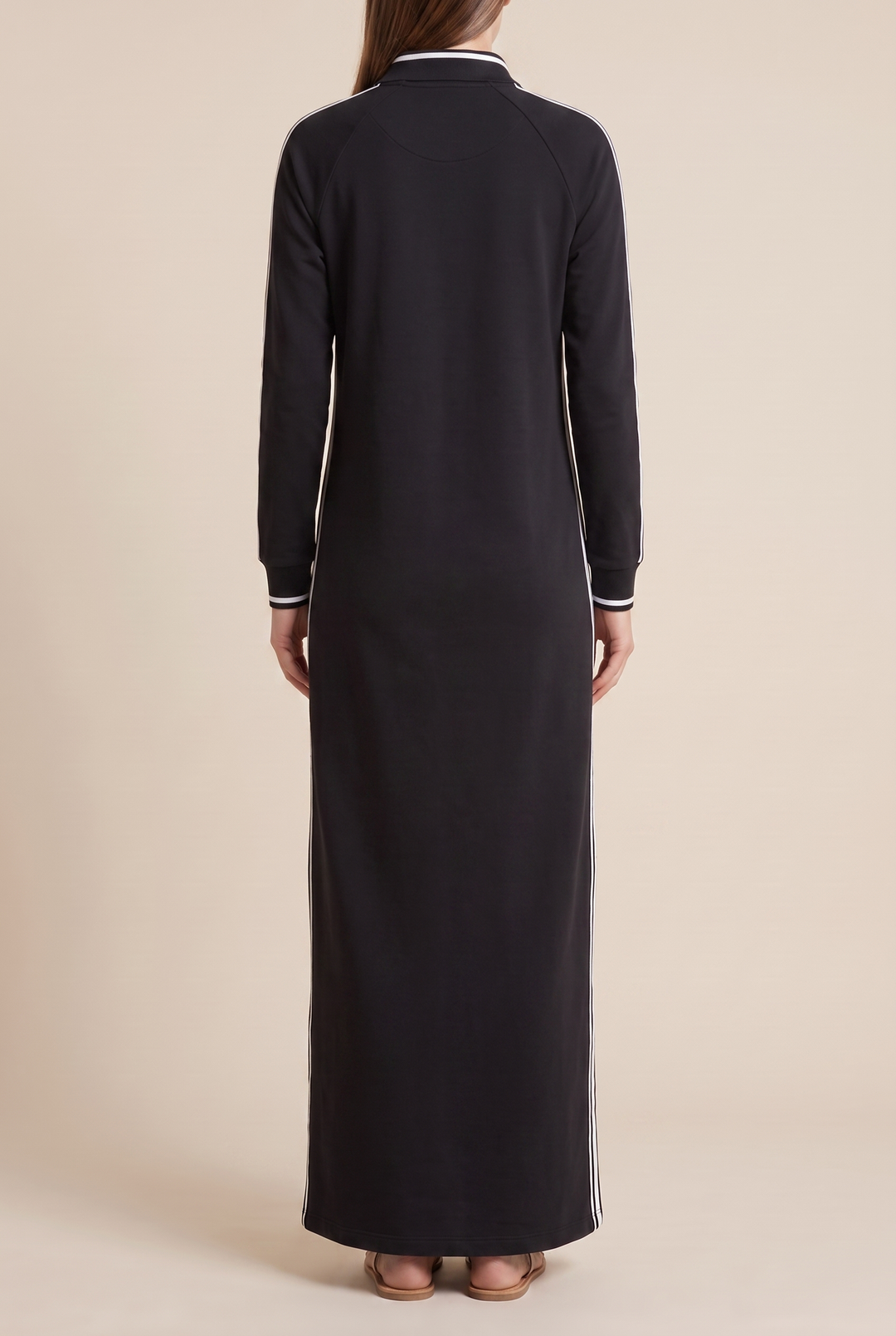 Hannah - Preppy Wedding Guest Dress for Women with Polo Collar and Striped Sleeves