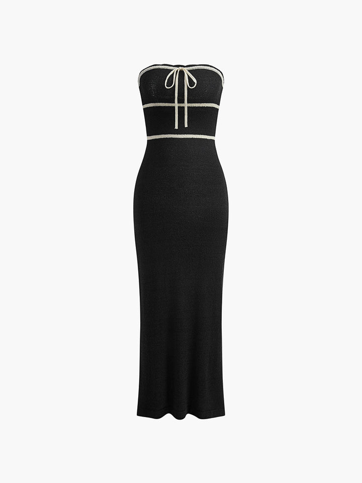 Harper - Chic Women's Wedding Guest Dress with Strapless Bodice and Contrast Trim