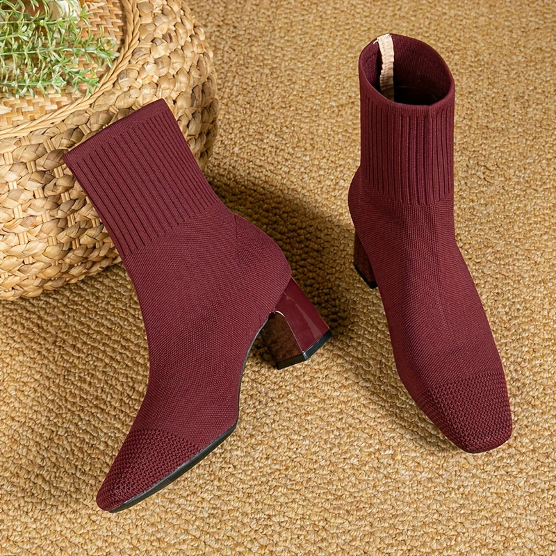 Harriet - Women’s modern elegant heeled ankle boots with knitted sock shaft