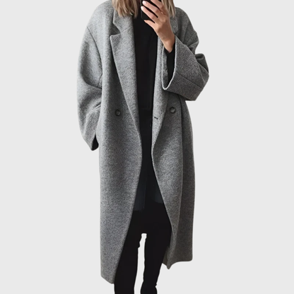 Harriet - Women's oversized winter coat with longline fit and lapel collar