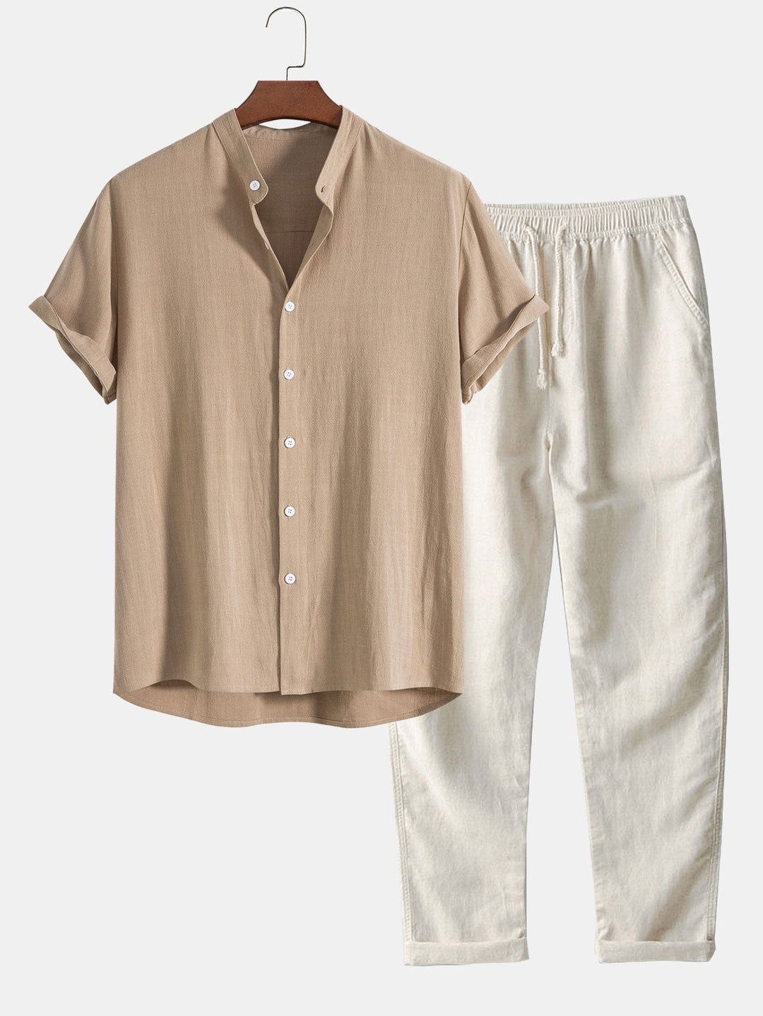 Harry - Casual Men's Linen Co-ord Set with Drawstring Trousers and Button Placket