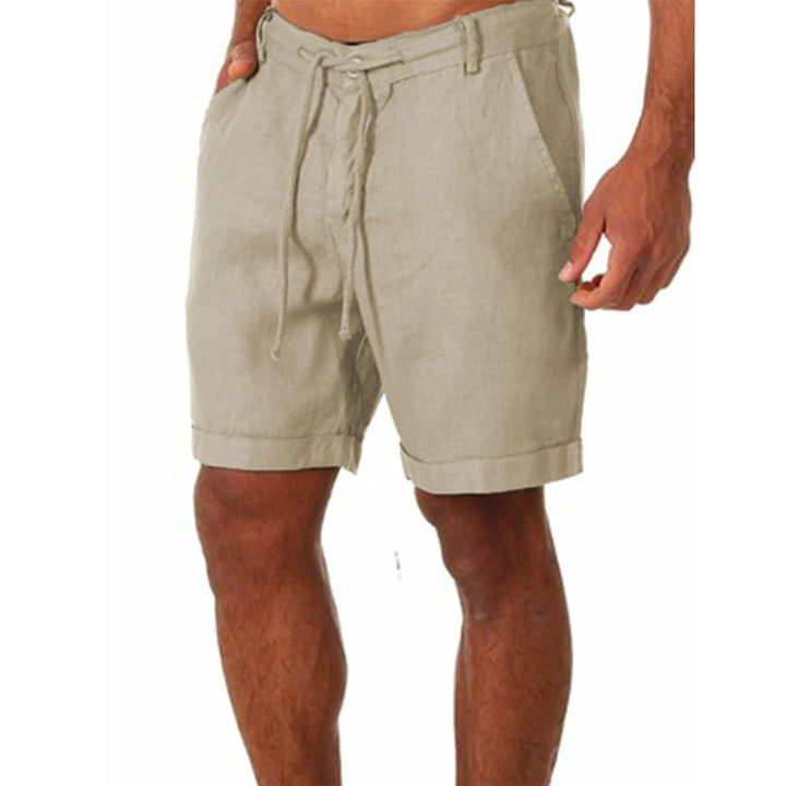 Harry - Casual Men's Linen Shorts with Drawstring Waist and Rolled Cuffs