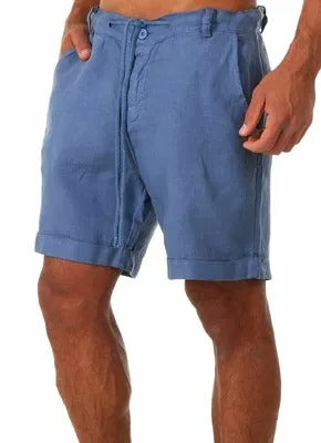 Harry - Casual Men's Linen Shorts with Drawstring Waist and Rolled Cuffs