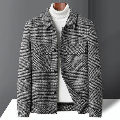 George - Men's Wool Blend Jacket Smart Casual for Autumn with Check