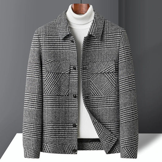 George - Men's Wool Blend Jacket Smart Casual for Autumn with Check