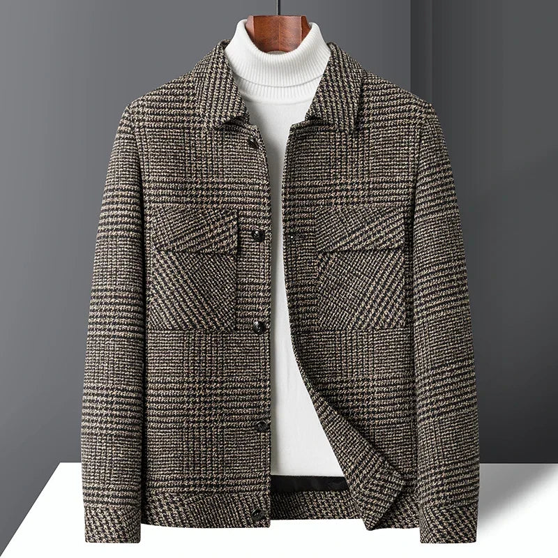 George - Men's Wool Blend Jacket Smart Casual for Autumn with Check