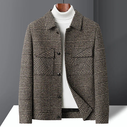 George - Men's Wool Blend Jacket Smart Casual for Autumn with Check