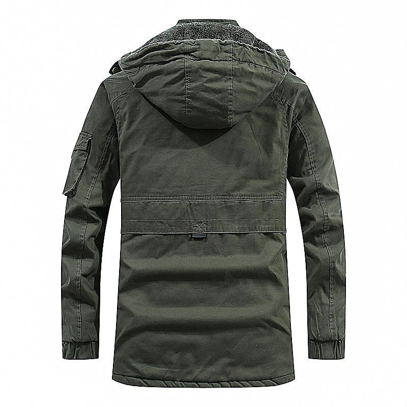 Henry - Men's longline hooded winter jacket with warm fleece lining