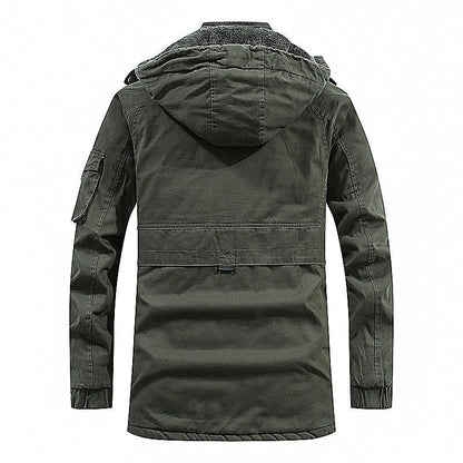 Henry - Men's longline hooded winter jacket with warm fleece lining