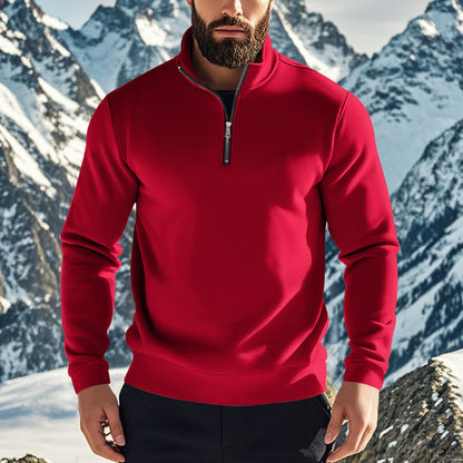 Henry - Men's warm quarter zip jumper with stand collar and ribbed hem