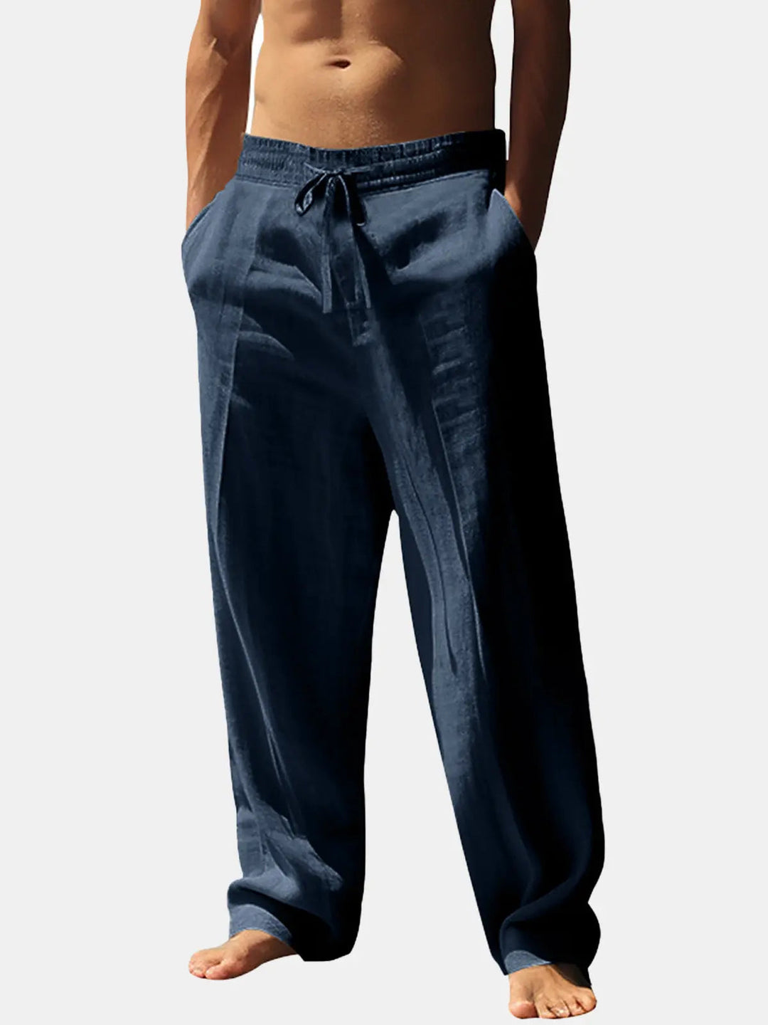 Henry - Relaxed Men's Linen Trousers with Wide Leg and Drawstring Waist