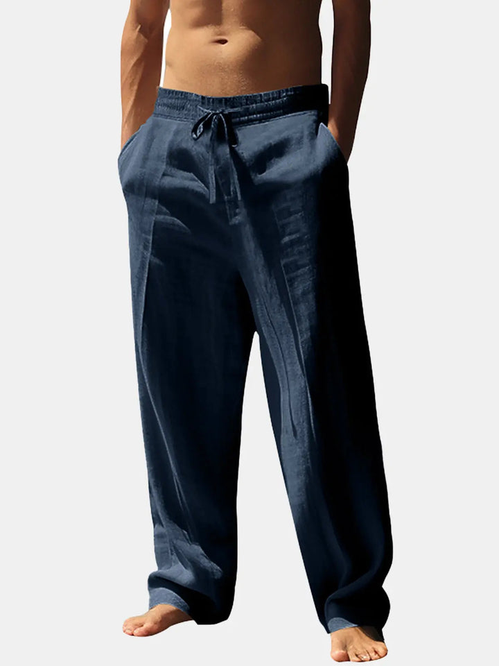 Henry - Relaxed Men's Linen Trousers with Wide Leg and Drawstring Waist