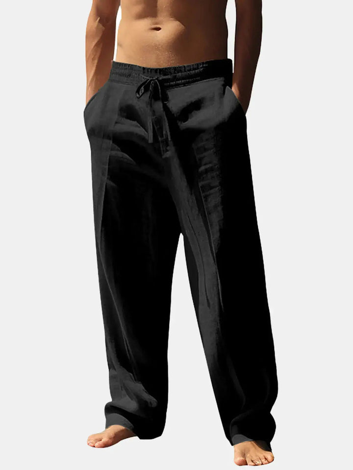 Henry - Relaxed Men's Linen Trousers with Wide Leg and Drawstring Waist
