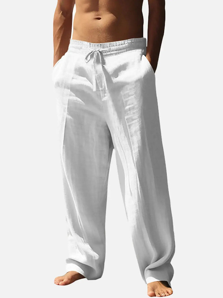 Henry - Relaxed Men's Linen Trousers with Wide Leg and Drawstring Waist