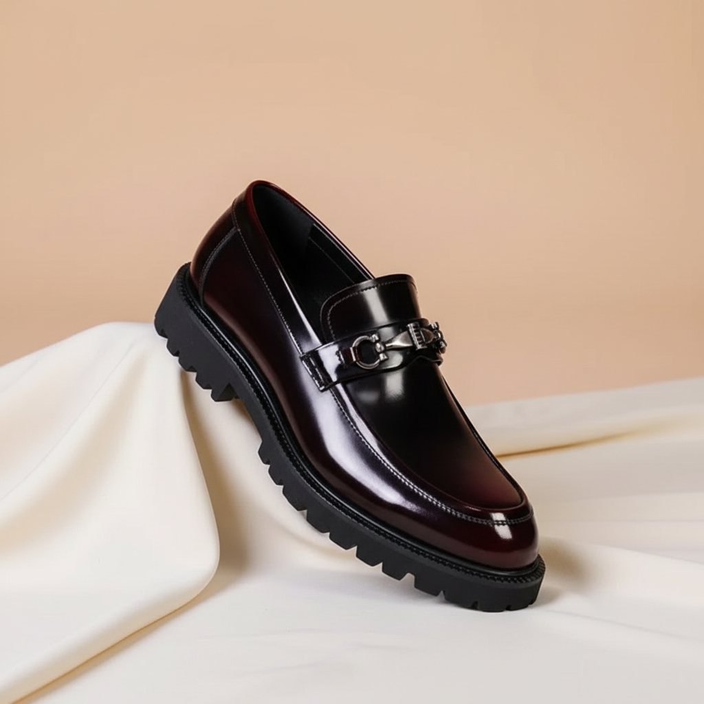 Oscar - Men's Leather Style Loafers Comfort Fit with Buckle Detail