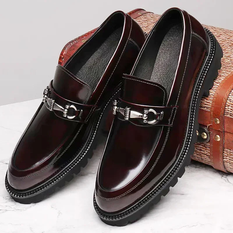 Oscar - Men's Leather Style Loafers Comfort Fit with Buckle Detail