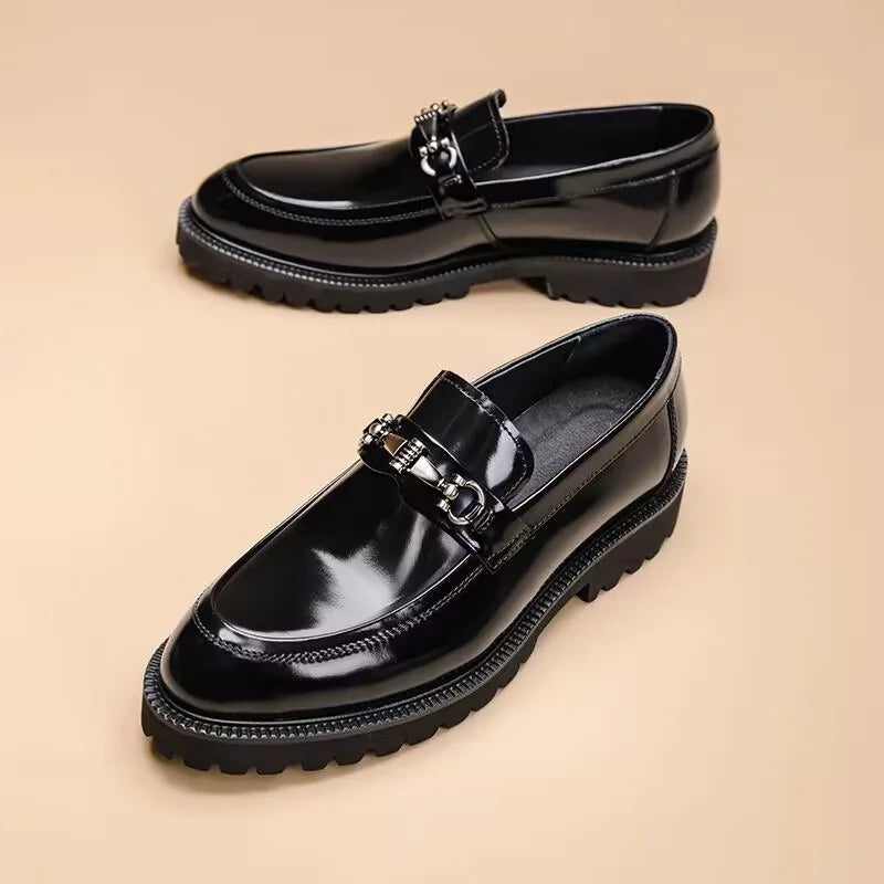 Oscar - Men's Leather Style Loafers Comfort Fit with Buckle Detail