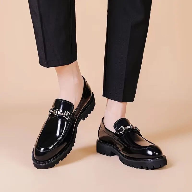 Oscar - Men's Leather Style Loafers Comfort Fit with Buckle Detail