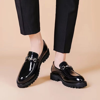 Oscar - Men's Leather Style Loafers Comfort Fit with Buckle Detail