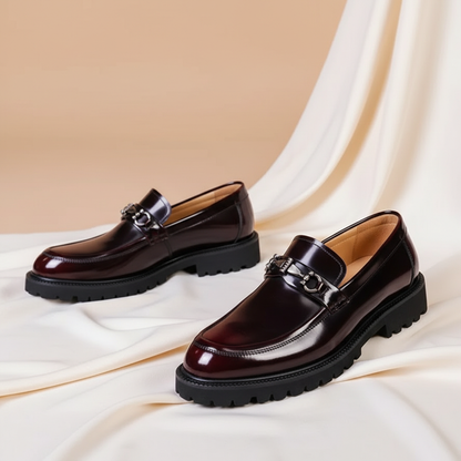 Oscar - Men's Leather Style Loafers Comfort Fit with Buckle Detail