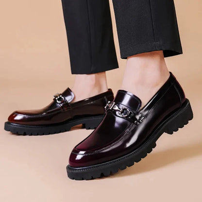 Oscar - Men's Leather Style Loafers Comfort Fit with Buckle Detail