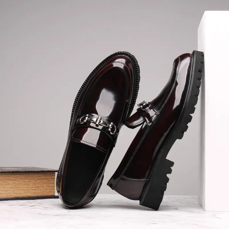 Oscar - Men's Leather Style Loafers Comfort Fit with Buckle Detail