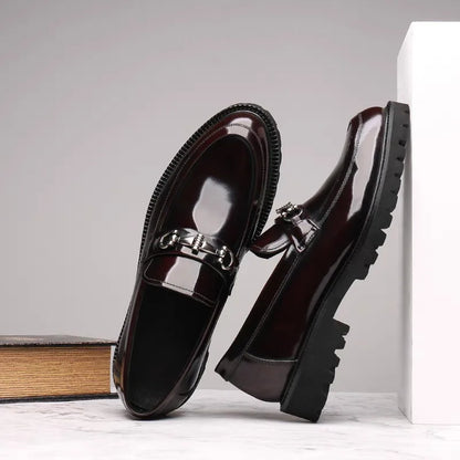Oscar - Men's Leather Style Loafers Comfort Fit with Buckle Detail