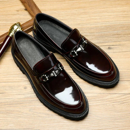 Oscar - Men's Leather Style Loafers Comfort Fit with Buckle Detail