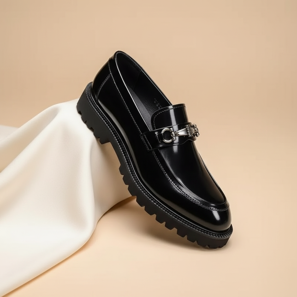 Oscar - Men's Leather Style Loafers Comfort Fit with Buckle Detail