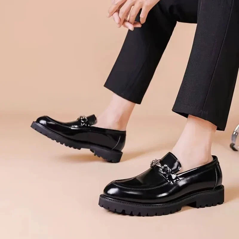 Oscar - Men's Leather Style Loafers Comfort Fit with Buckle Detail