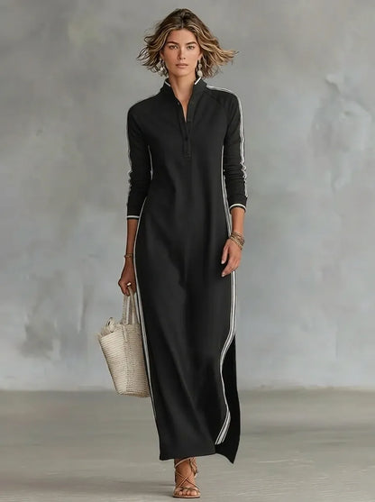Iris - Women's maxi dress long sleeve and side split