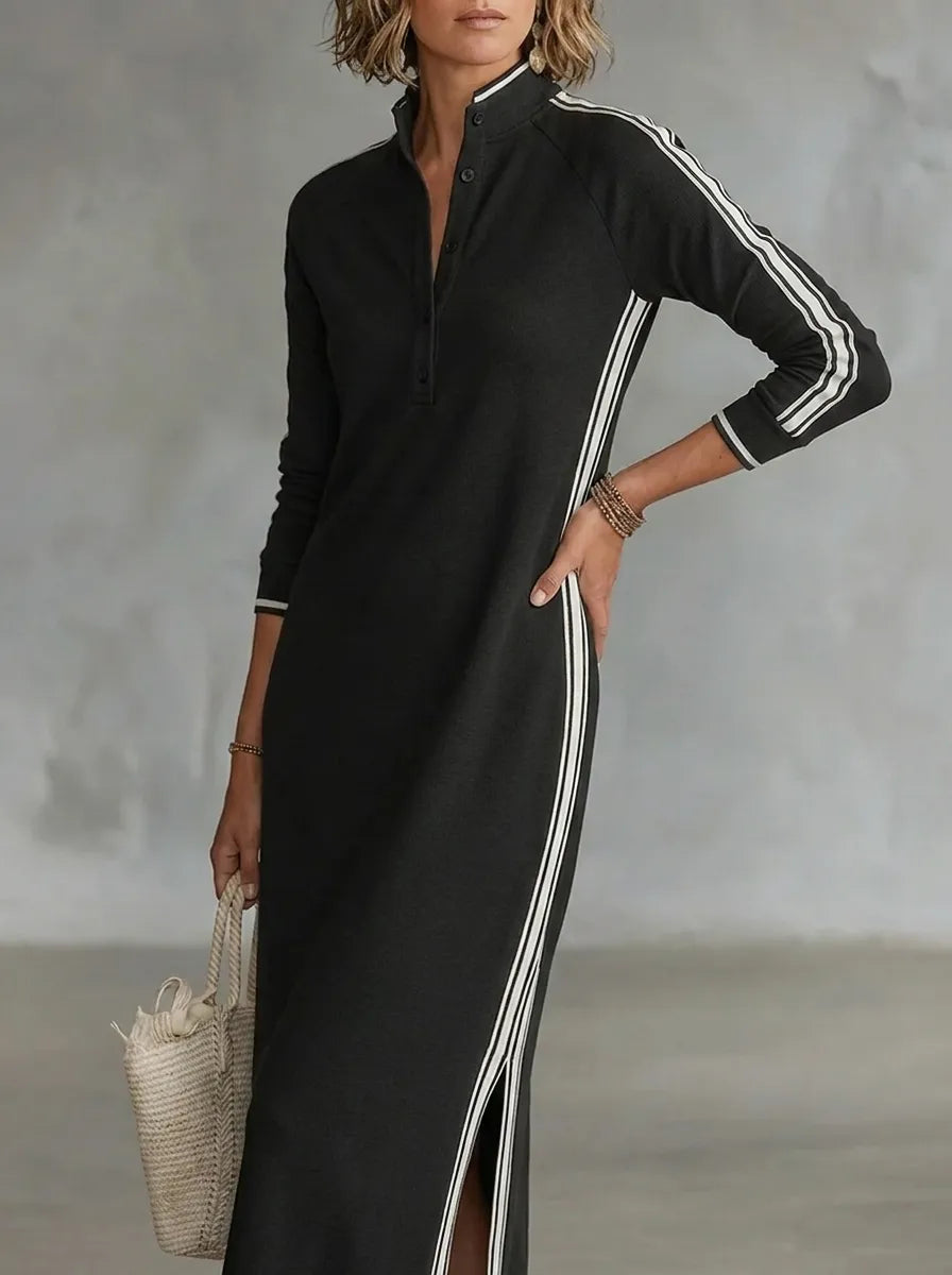 Iris - Women's maxi dress long sleeve and side split
