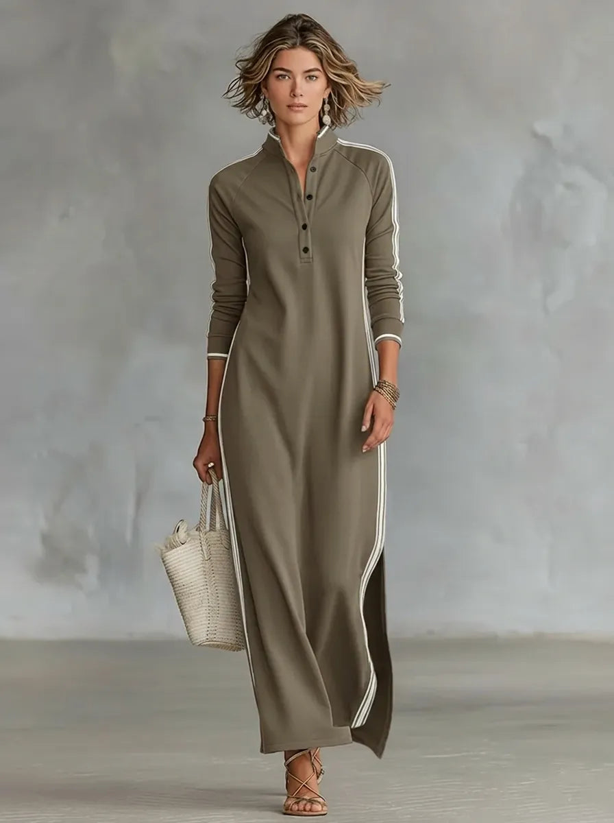 Iris - Women's maxi dress long sleeve and side split