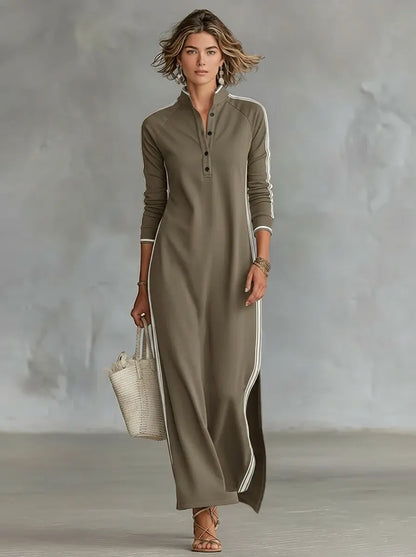 Iris - Women's maxi dress long sleeve and side split